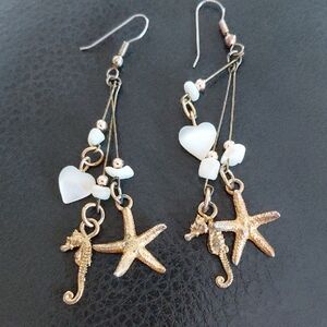 Seahorse & Starfish Mother Of Pearl Earrings